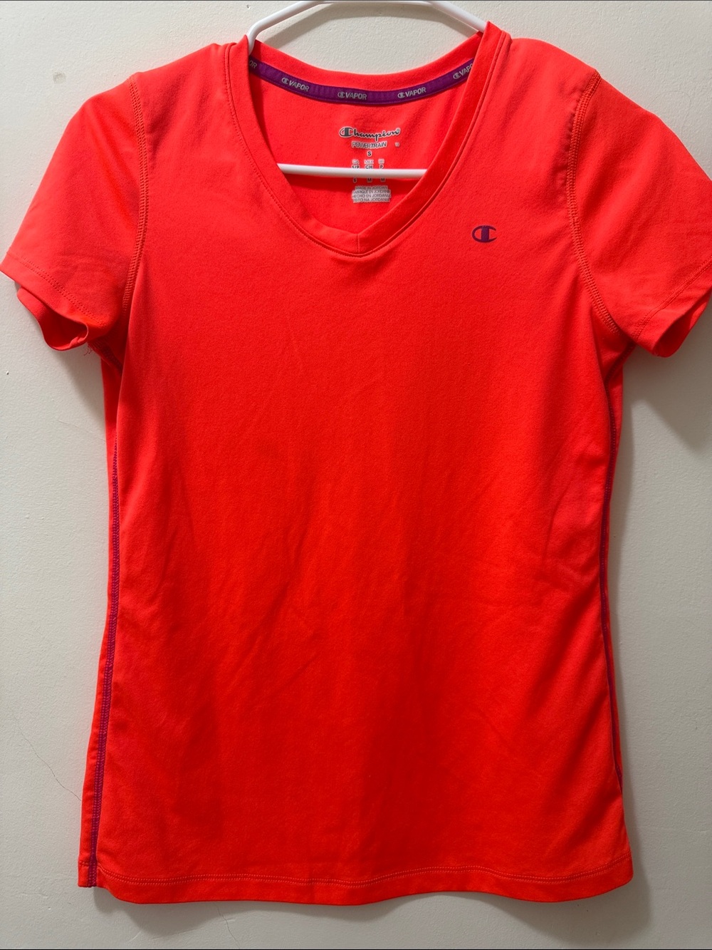 Champion Women’s Short-Sleeve V-Neck Tee in Coral